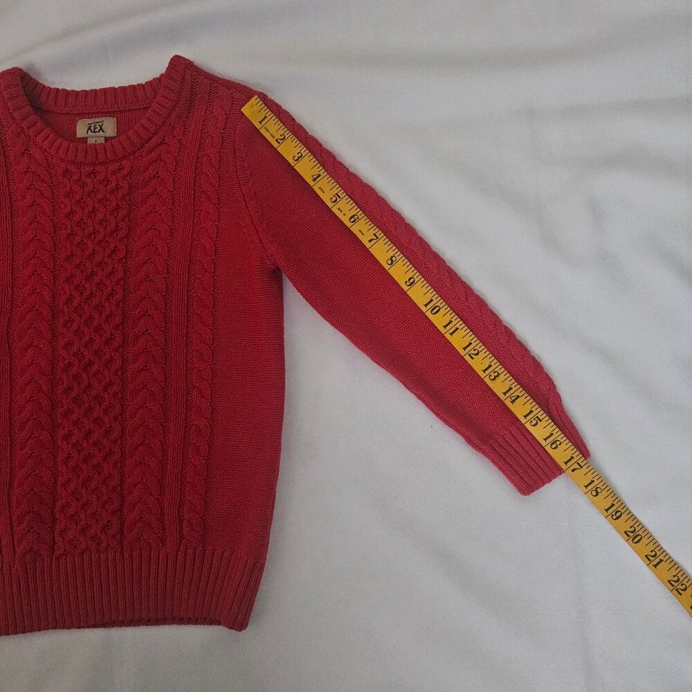 Maximus Rex Kids Red Cable Knit Crew‎ Neck Pullover Sweater Size 7 - Picture 8 of 9